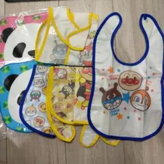 ラ*ム様 子供用アンパンマン 食事エプロン5枚セット パンダハンカチタオル