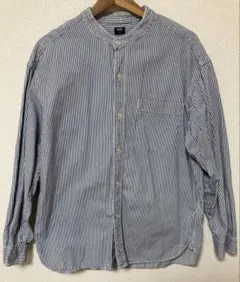 UNIQLO ヒッコリーオーバーサイズスタンドカラーシャツ M