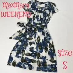 MaxMara WEEKEND シルク混ワンピース 総柄 ウエストリボン Sのサムネイル