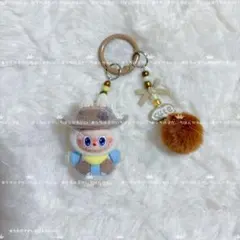 デニムデザイン ミニマスコット キーホルダー ストラップ ラブブ風