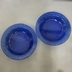 青色ガラス皿 2枚セット