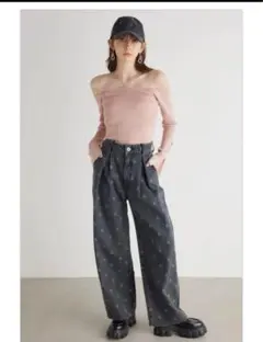 rienda モノグラムロゴJ/WタックDENIM PT リエンダ　デニムパンツ