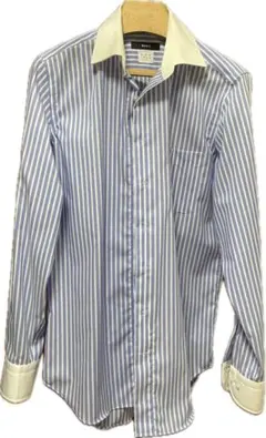 長袖ワイシャツ 37/84 青白ストライプ