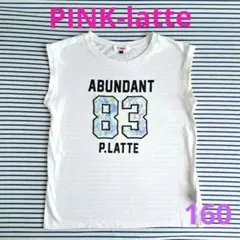 【PINK-latte】ロゴプリントTシャツ 160 S ホワイト ノースリーブのサムネイル