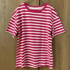 GU ボーダー　Tシャツ　半袖　レディース　ジーユー　トップス　綿100 ピンク