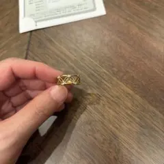 保証書ありゴールド レースダイヤモンドモチーフ リング18KYG 0.08ct 