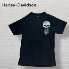 ハーレーダビッドソン スカルHDロゴ Tシャツ 黒 2017コピーライト古着