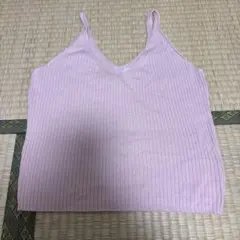 リブ編み Vネック キャミソール ピンクのサムネイル
