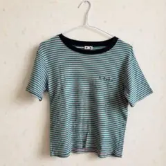 X-girl ワンポイント ロゴ刺繍 半袖ボーダーTシャツ リンガーネック 2のサムネイル
