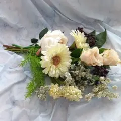 ハンドメイド 造花ブーケ ホワイト ピンク　花束アレンジメント