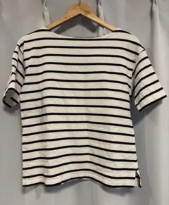 【綿100% 】　GU 白と黒のストライプ 半袖 Tシャツ XL