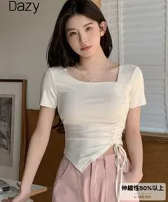 DAZY レディース非対称ヘムフリ ルディテール半袖tシャツ新品のサムネイル