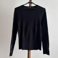 美品　GU 黒 リブ編み 長袖セーター　Mサイズ