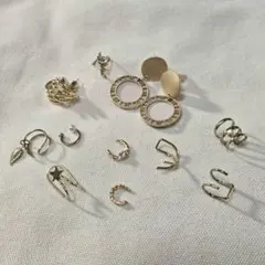 ゴールドカラー ピアス・イヤーカフ 11点セット