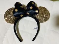 ディズニーランド・シー カチューシャ 黒金ドット