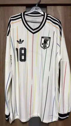 日本代表 W杯 アウェイ長袖オーセンティック 18番上田綺世2XLサイズ 