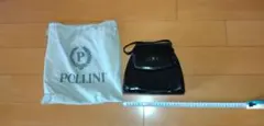 POLLINI 黒 パテントレザー ハンドバッグ