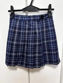 チェック柄プリーツスカート 新品 ネイビー色系 Sサイズ