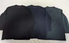 美品　ユニクロ　極暖ヒートテックロングT/9分袖 黒 紺 緑 3枚セット XXL