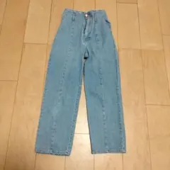 ライトブルー ストレートパンツ　デニム ゴムウエスト