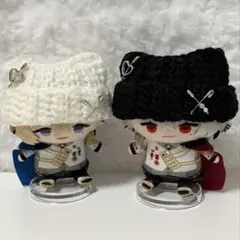 【ホワイト、ブラック】にじぱぺっと ぬい服 10cm 猫耳帽子 2個セット