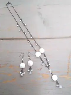 シルバー　淡水パール　ネックレス&ピアスセット　sv925　真珠