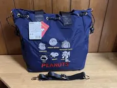 【新品】スヌーピー　エコバッグ（トートバック）ネイビー　※ショルダー付き