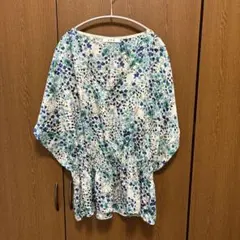 [ワールド] 花柄 Vネック チュニック 五分丈