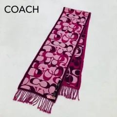 希少　COACH コーチ　メリノウール100% シグネチャー柄　マフラー　ピンク