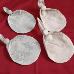 ハンドメイド紬のコースター4枚