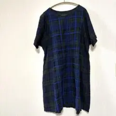 CRESCENT 麻　リネン　チェック柄 刺繍　チュニック　クレッシェントのサムネイル