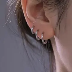 フープピアス　3セット　ステンレス　シンプル　普段使い　つけっぱなし
