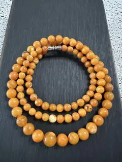 V-948-2 天然　アンバー　本物　琥珀　蜜蝋　老蝋　ネックレス　天然保証