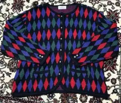 90s アーガイル柄　カーディガン
