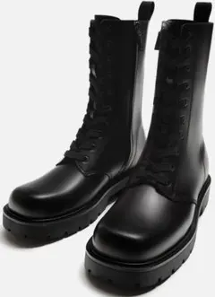 26.4cm チャンキーソール レースアップブーツ ブラック ZARA 完売品