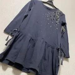 OLDNAVY 8 チャコールグレー　綿長袖ワンピース　タグ付新品