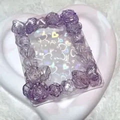 即購入OK❤︎硬質ケースデコ ホイップデコ 高透明 紫 薔薇 蝶々 No.266