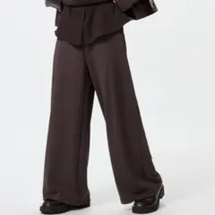 UNIQLO クレープジャージーストレートパンツ 丈短め XS ダークブラウン