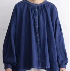 新品未使用　ソウルベリー　Soul Berry 青いリネンブラウス　麻