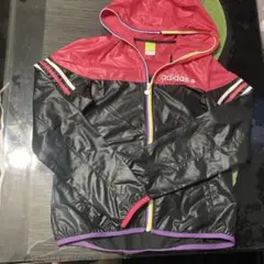 adidas NEO ナイロンパーカー M 黒/濃ピンク