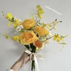 イエローブーケ　 オンシジューム クラッチブーケ　ポップ　春にも♡