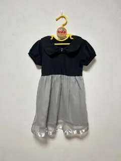 黒とグレーの襟付きワンピース 130