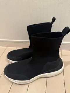 ZARA 【着画有】ブラック ストレッチニット ハイカットスニーカー