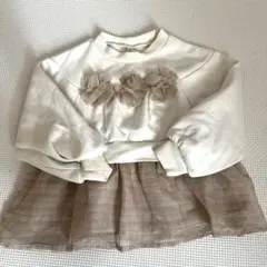 アプレレクールフラワー装飾付き長袖カットソー 100