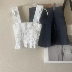 ZARA スカート　チェック　グレイル　カップ付き　フリル　アクセサリー付き