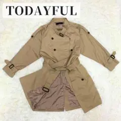 【美品】 トゥデイフル トレンチコート ベルト 付き ボタン スプリングコート