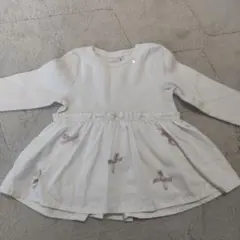 petit main リボン刺繍 長袖カットソー