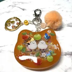6887☆ シマエナガ　シェイカー　キーホルダー　レジン　ハンドメイド