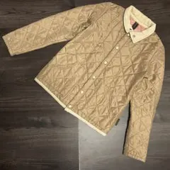 ラベンハム キルティングジャケット 36 ベージュ コーデュロイ襟 裏地ピンク