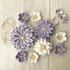 髪飾り　つまみ細工　ピアスorイヤリング　成人式　振袖